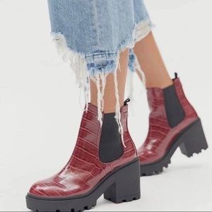 NWT UO Chloe Chelsea Red Platform Boot